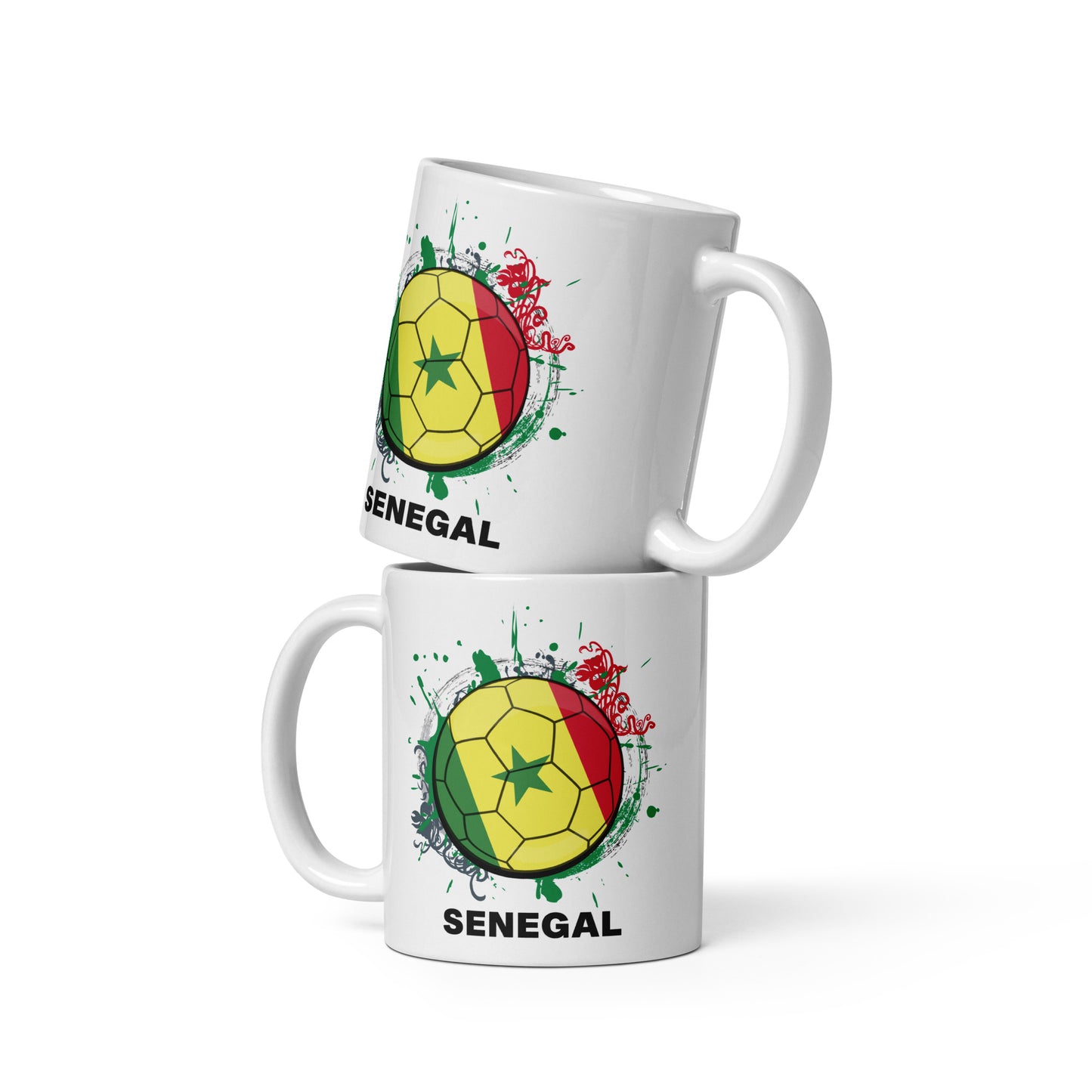 Senegal Soccer - White glossy mug