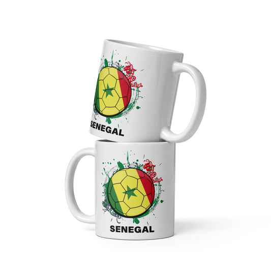 Senegal Soccer - White glossy mug