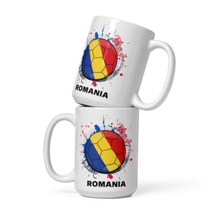 Romania Soccer - White glossy mug