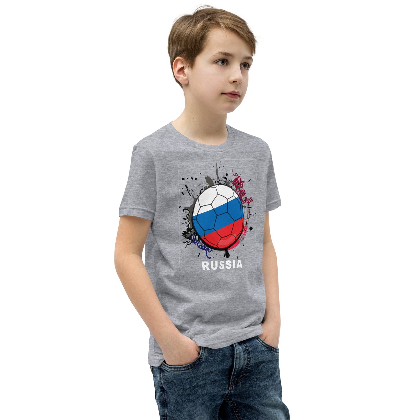 Russia Soccer Youth Short Sleeve T-Shirt - darks