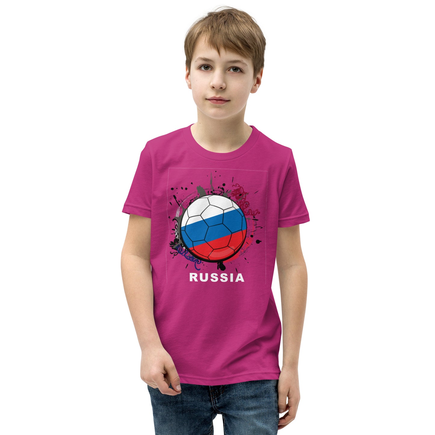 Russia Soccer Youth Short Sleeve T-Shirt - darks