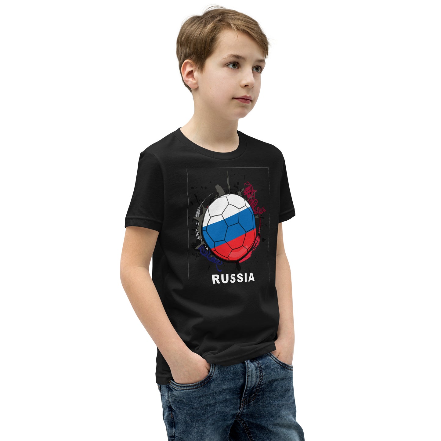 Russia Soccer Youth Short Sleeve T-Shirt - darks