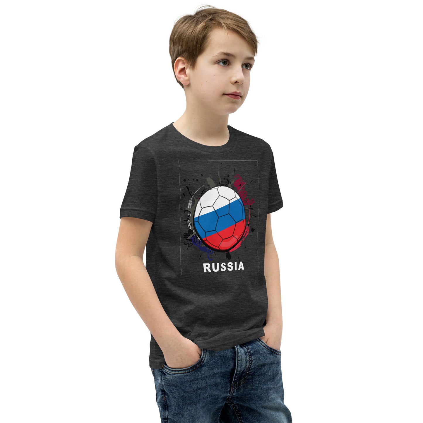 Russia Soccer Youth Short Sleeve T-Shirt - darks