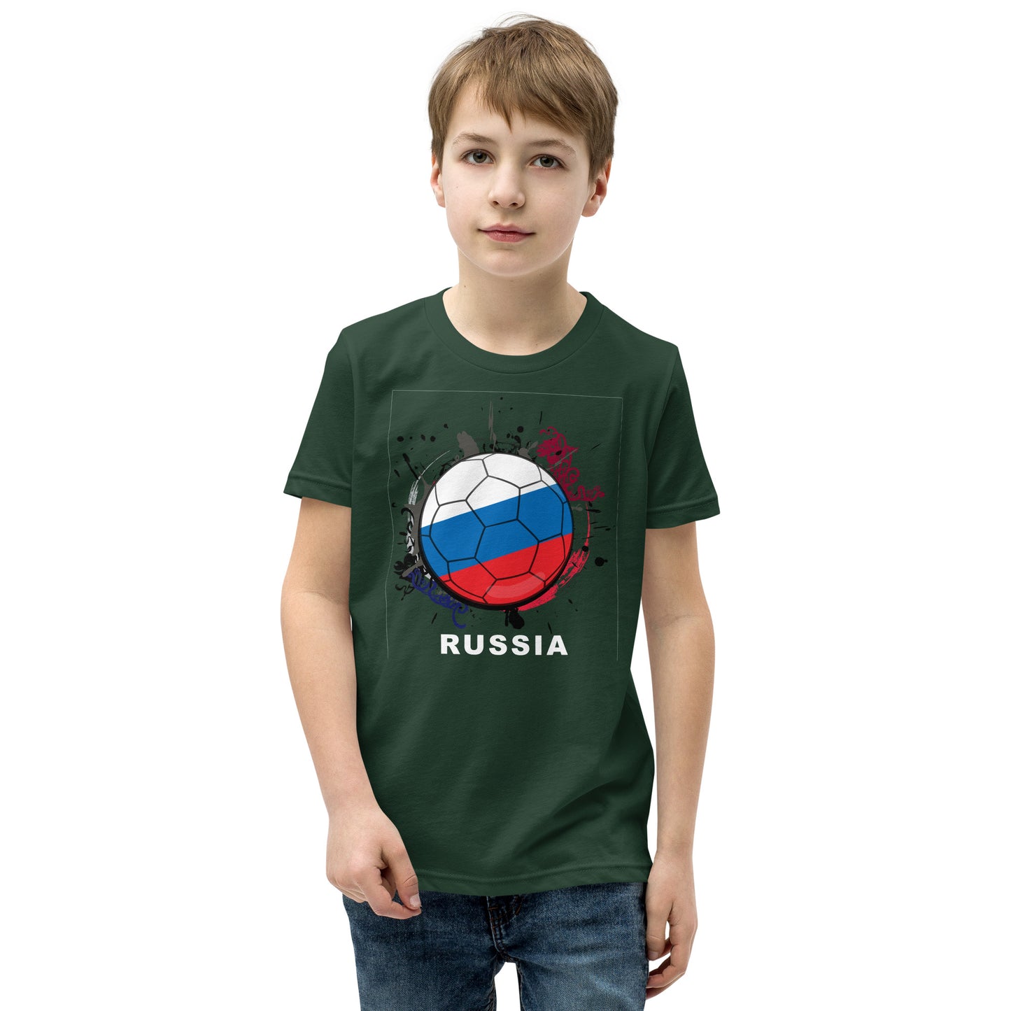 Russia Soccer Youth Short Sleeve T-Shirt - darks