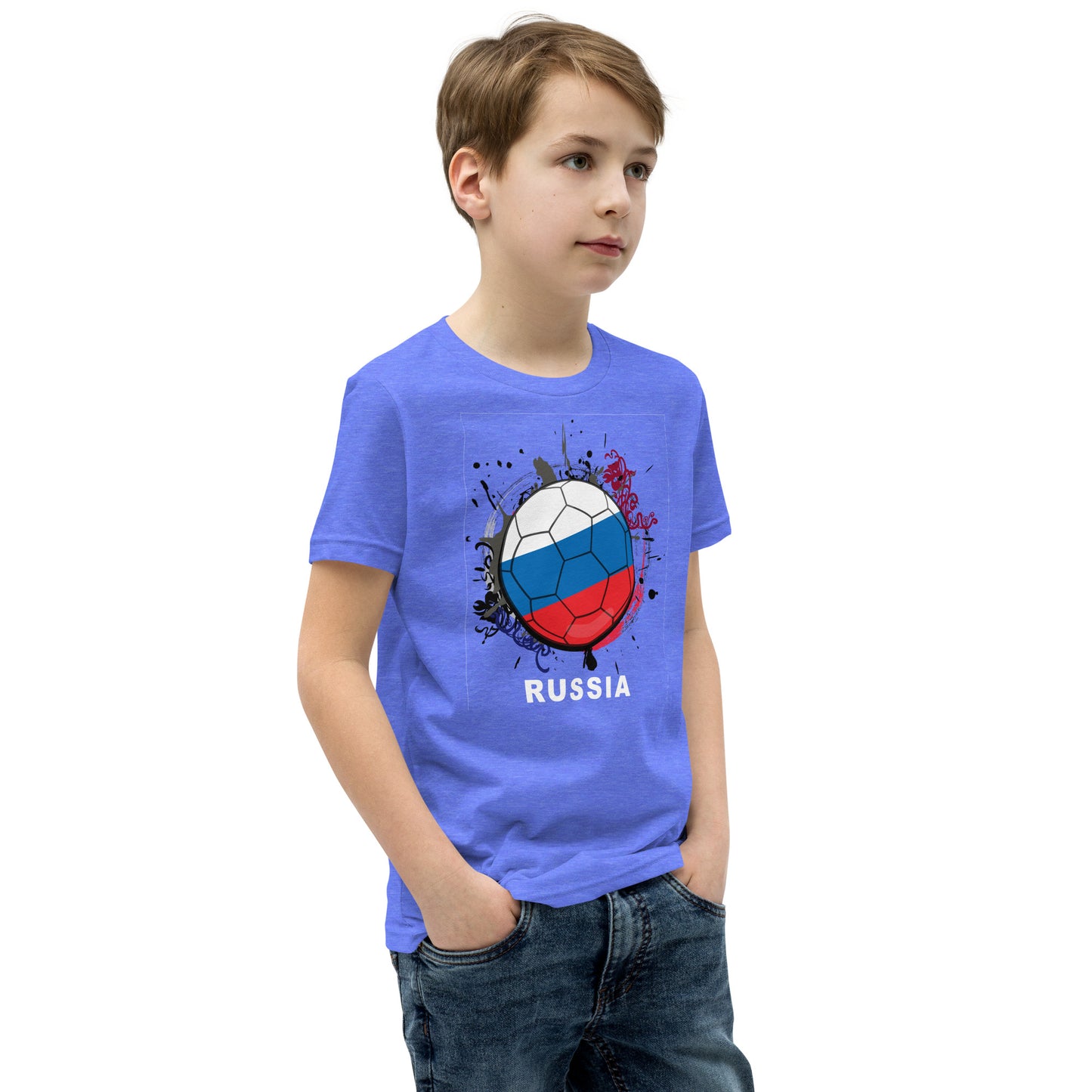 Russia Soccer Youth Short Sleeve T-Shirt - darks