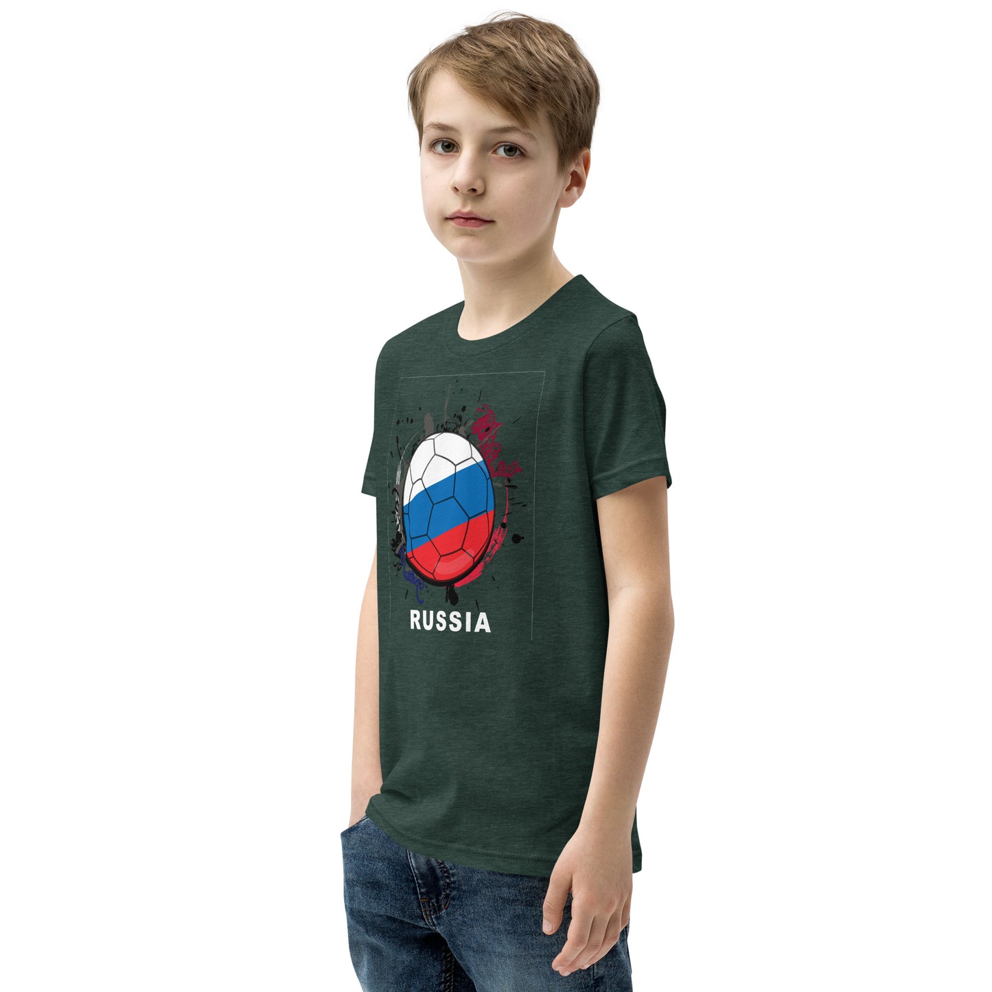 Russia Soccer Youth Short Sleeve T-Shirt - darks