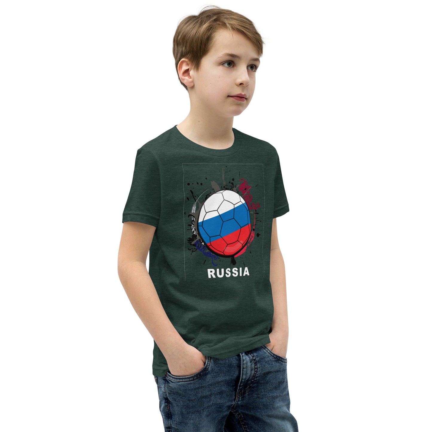 Russia Soccer Youth Short Sleeve T-Shirt - darks