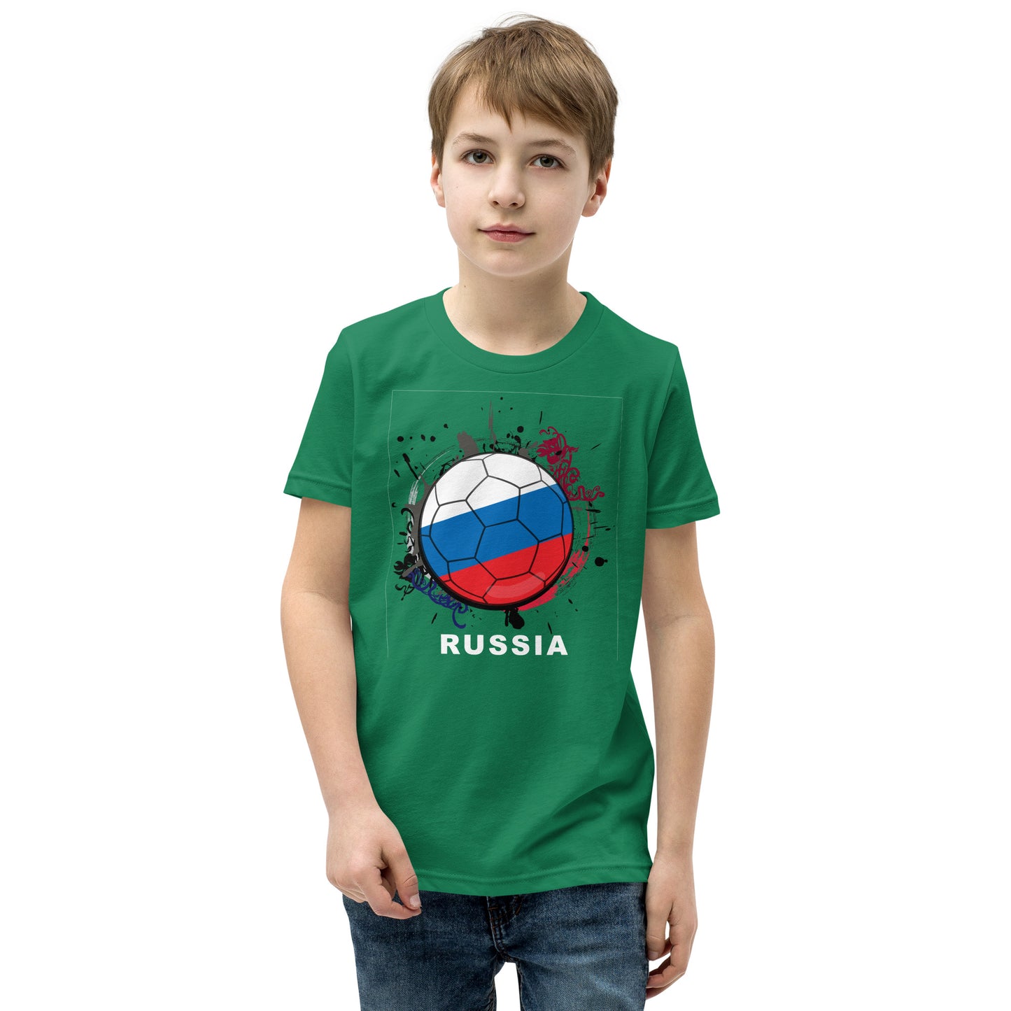 Russia Soccer Youth Short Sleeve T-Shirt - darks