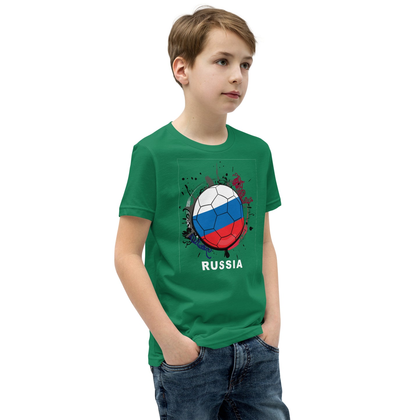 Russia Soccer Youth Short Sleeve T-Shirt - darks