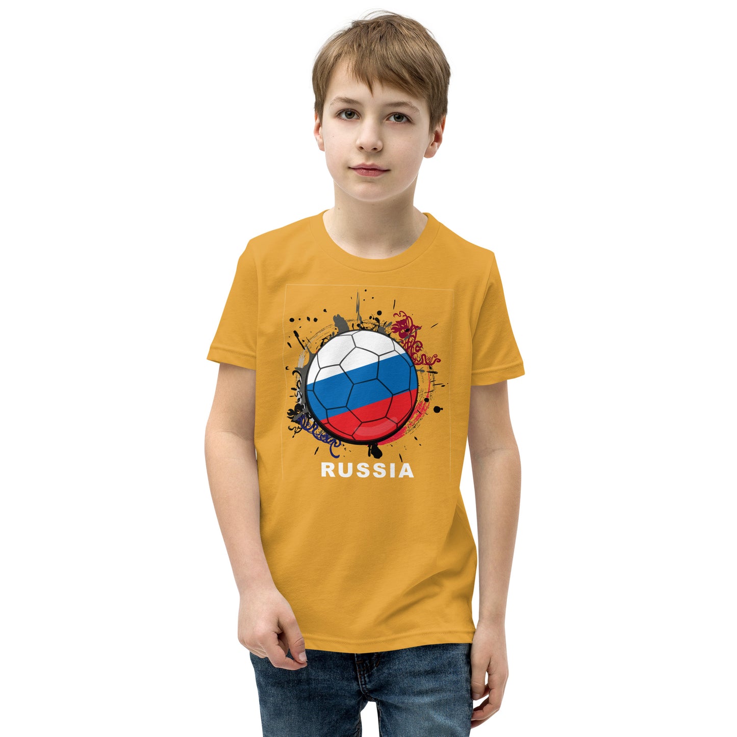 Russia Soccer Youth Short Sleeve T-Shirt - darks