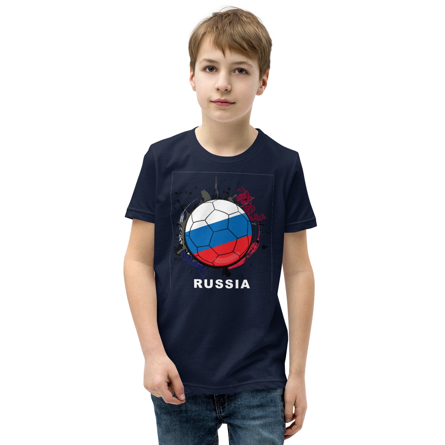 Russia Soccer Youth Short Sleeve T-Shirt - darks