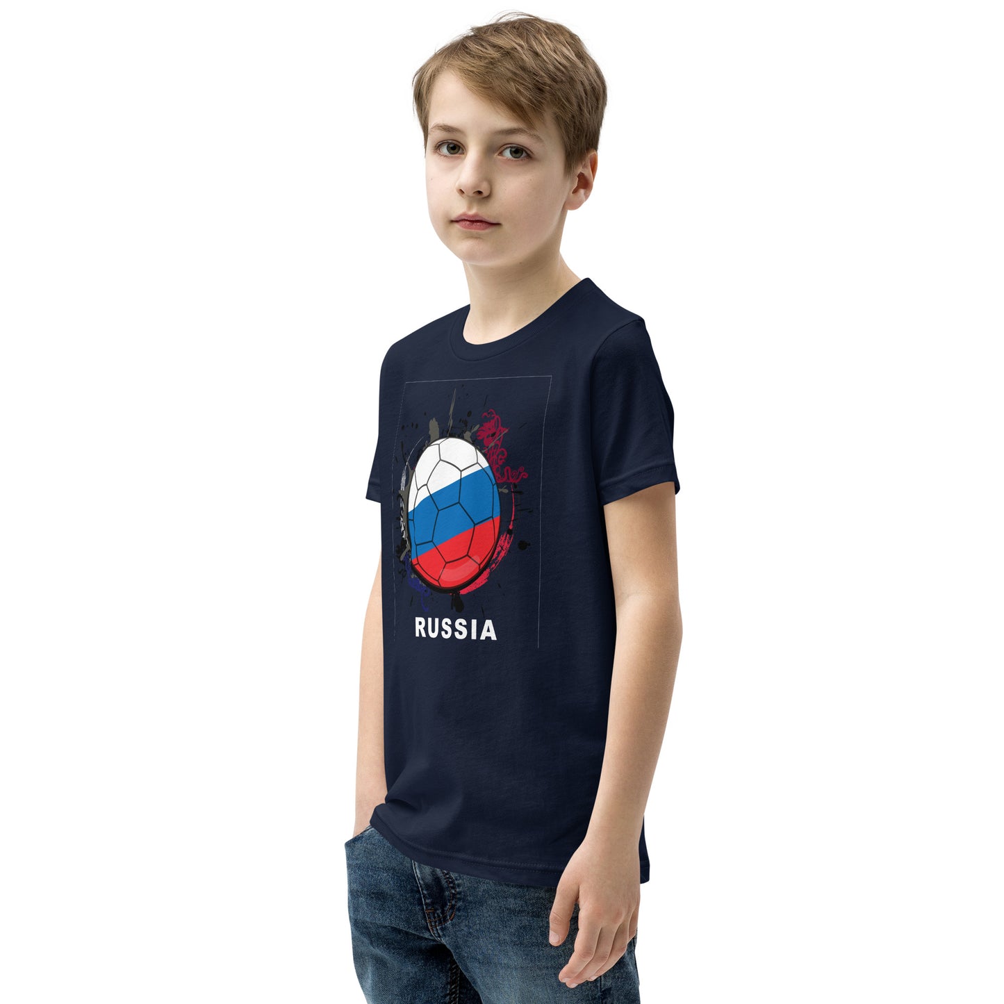 Russia Soccer Youth Short Sleeve T-Shirt - darks