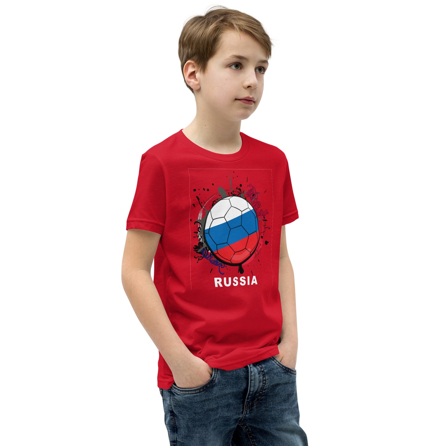 Russia Soccer Youth Short Sleeve T-Shirt - darks