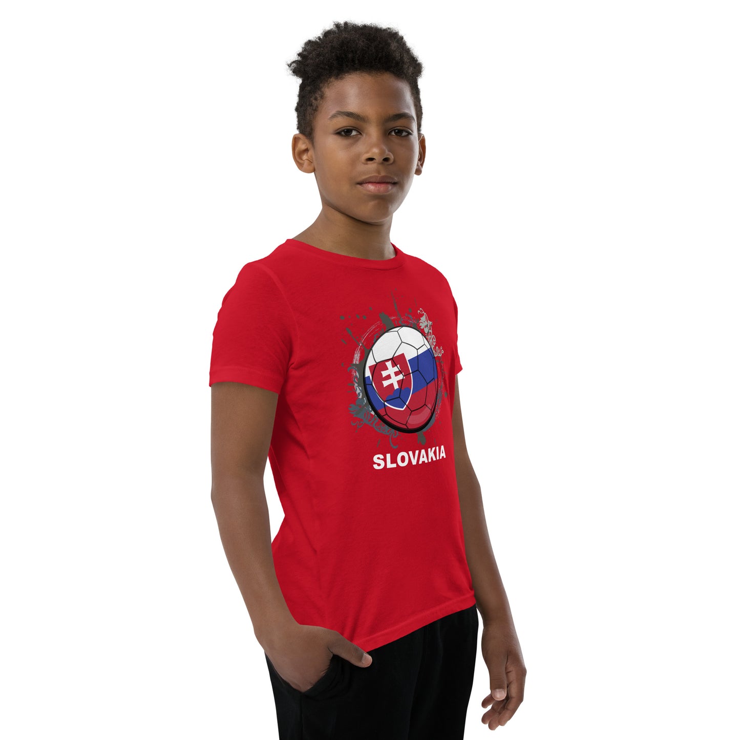 Slovakia Soccer Youth Short Sleeve T-Shirt - darks